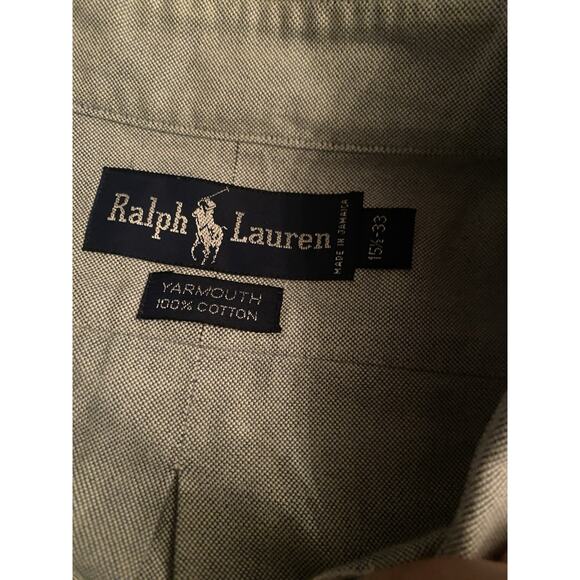 Ralph Lauren Button Down Blue Polo 15.5 (33) Logo Long Sleeve Yarmouth - Picture 3 of 9